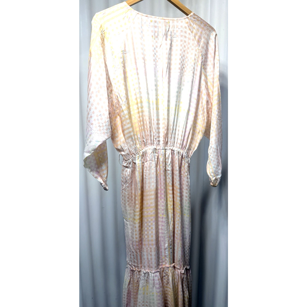 Kerri Rosenthal Reign Maxi Wrap Dress Pastel Plaid Romantic Boho Cottage Core M - Picture 3 of 11